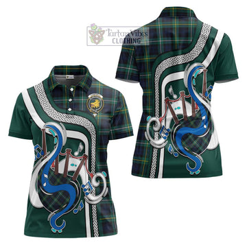 Campbell Argyll Modern #2 Tartan Women's Polo Shirt with Epic Bagpipe Style