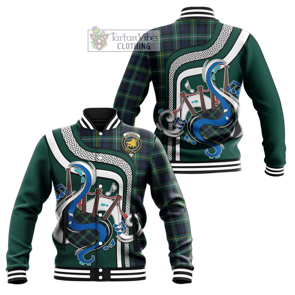 Tartan Vibes Clothing Campbell Argyll Modern #2 Tartan Baseball Jacket with Epic Bagpipe Style