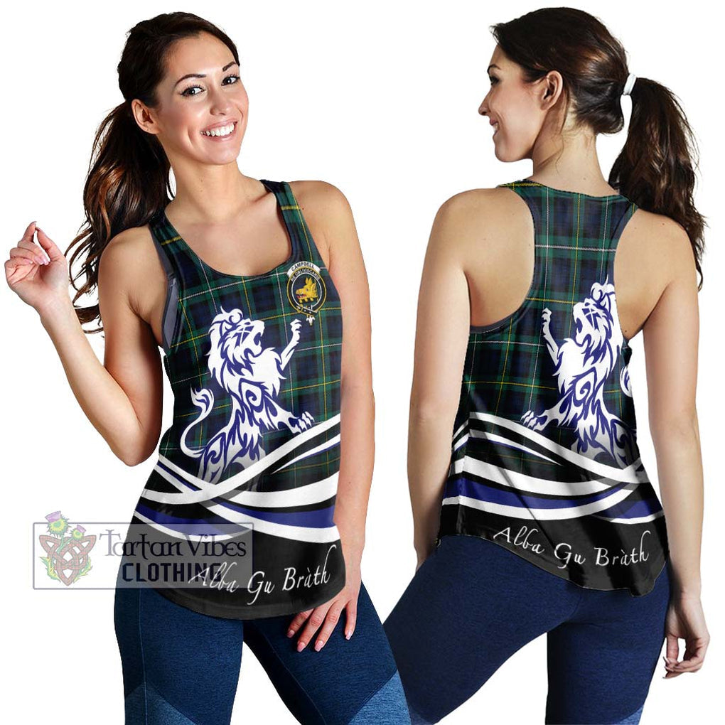 Tartan Vibes Clothing Campbell Argyll Modern #2 Tartan Women's Racerback Tanks with Alba Gu Brath Regal Lion Emblem