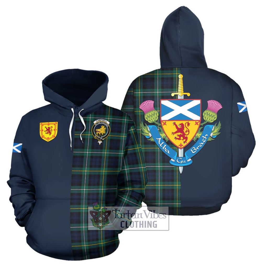 Tartan Vibes Clothing Campbell Argyll Modern #2 Tartan Hoodie with Scottish Lion Royal Arm Half Style