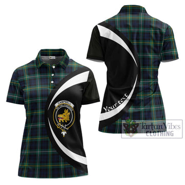 Campbell Argyll Modern #2 Tartan Women's Polo Shirt with Family Crest Circle Style