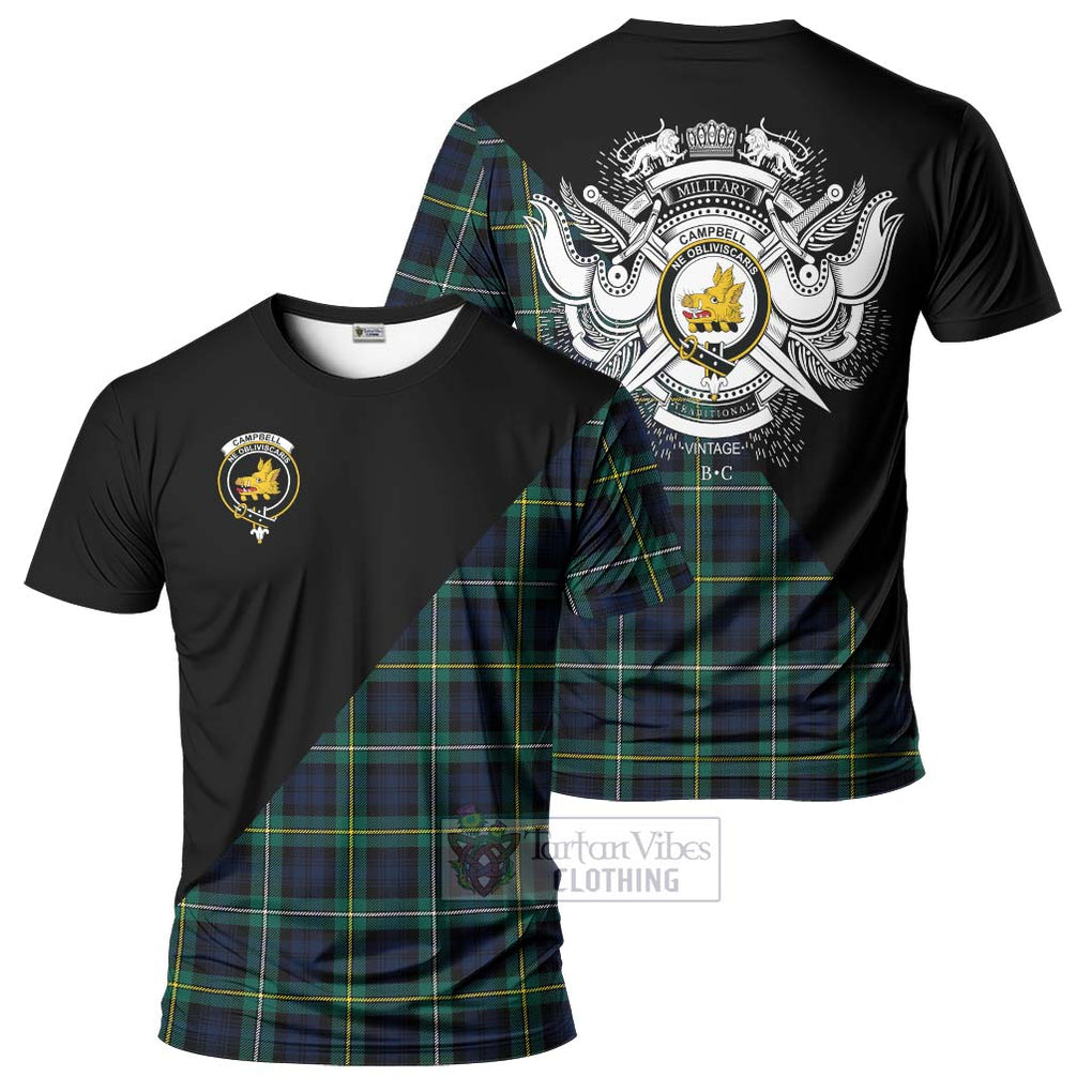 Tartan Vibes Clothing Campbell Argyll Modern #2 Tartan T-Shirt with Family Crest and Military Logo Style