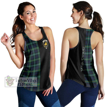 Campbell Argyll Modern #2 Tartan Women's Racerback Tanks with Family Crest and Half Of Me Style