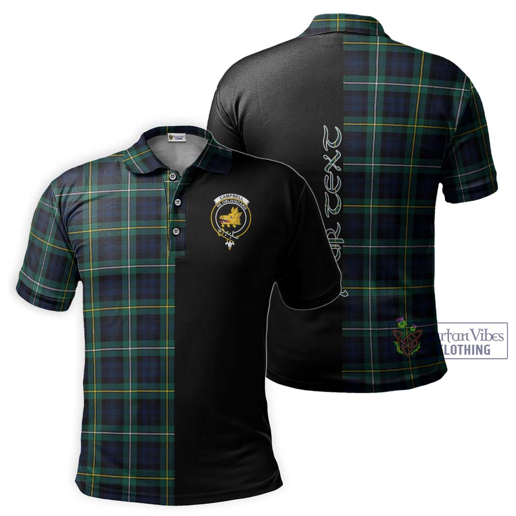 Tartan Vibes Clothing Campbell Argyll Modern #2 Tartan Polo Shirt with Family Crest and Half Of Me Style