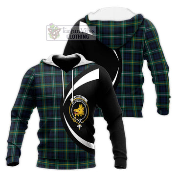 Campbell Argyll Modern #2 Tartan Knitted Hoodie with Family Crest Circle Style