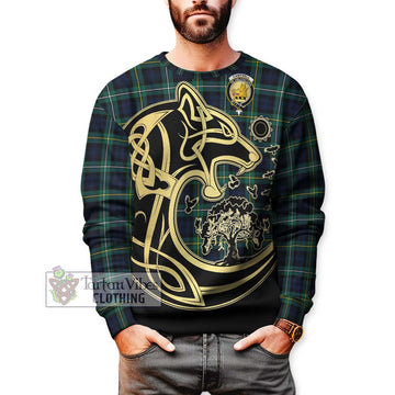 Campbell Argyll Modern #2 Tartan Sweatshirt with Family Crest Celtic Wolf Style