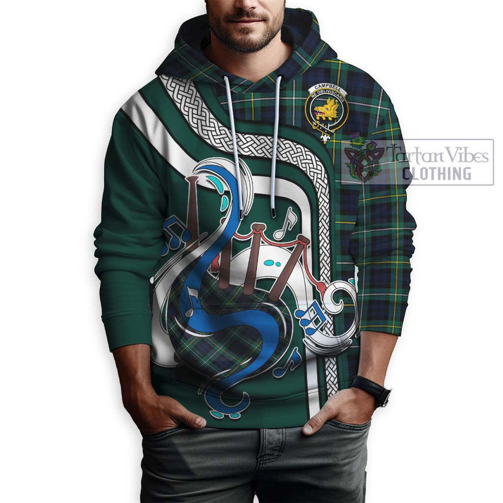 Tartan Vibes Clothing Campbell Argyll Modern #2 Tartan Hoodie with Epic Bagpipe Style