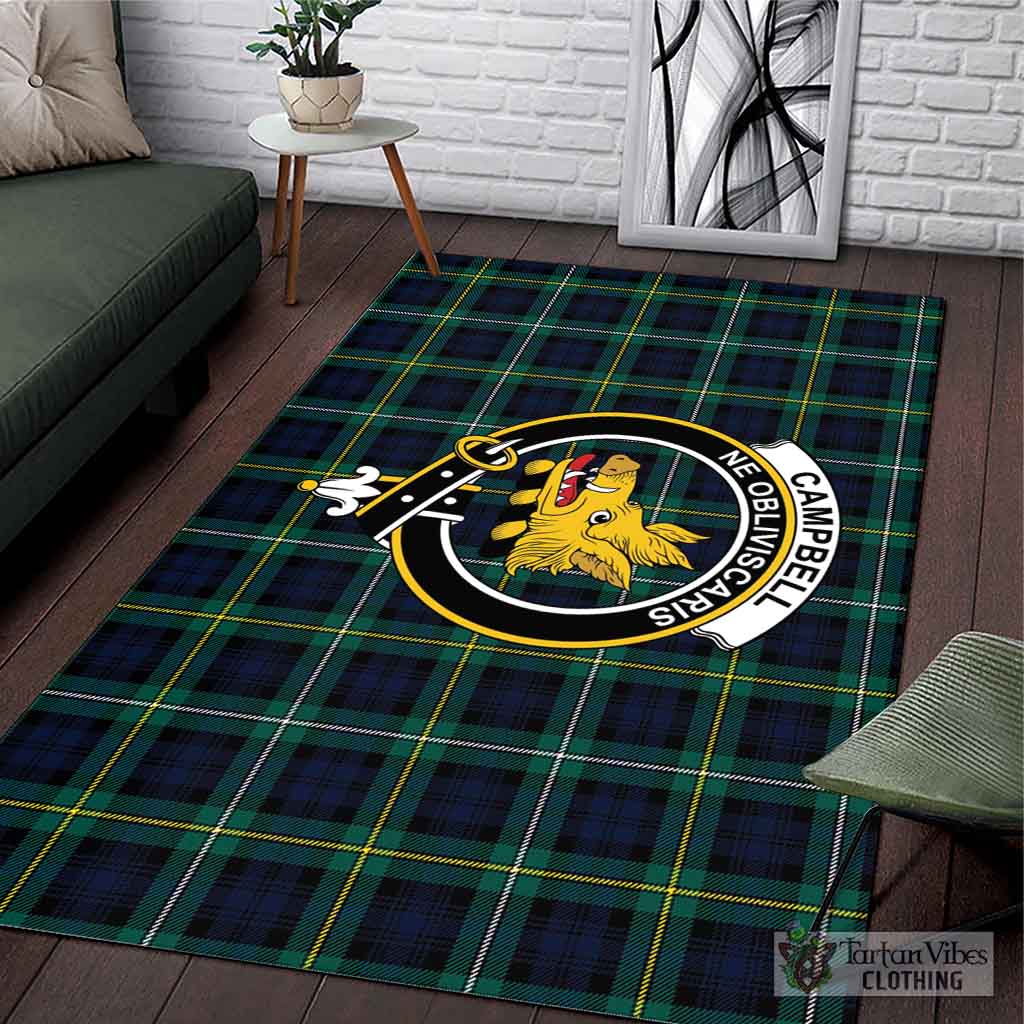 Tartan Vibes Clothing Campbell Argyll Modern #2 Tartan Area Rug with Family Crest