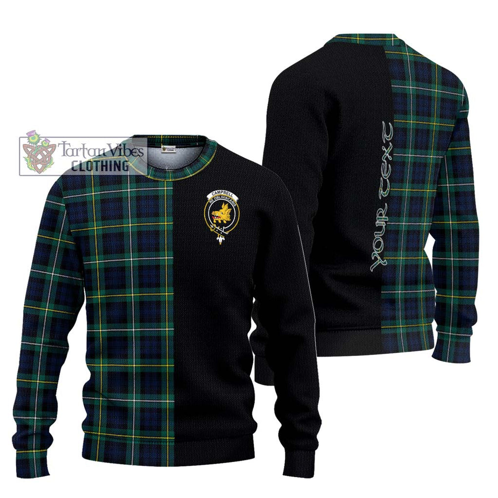 Tartan Vibes Clothing Campbell Argyll Modern #2 Tartan Knitted Sweater with Family Crest and Half Of Me Style