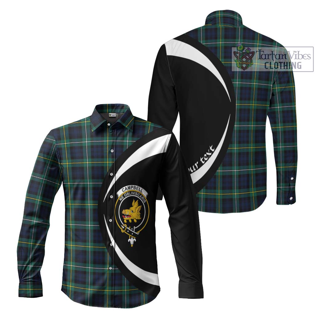 Tartan Vibes Clothing Campbell Argyll Modern #2 Tartan Long Sleeve Button Up with Family Crest Circle Style