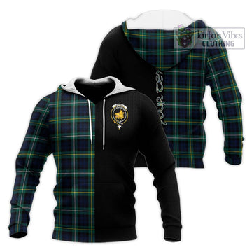 Campbell Argyll Modern #2 Tartan Knitted Hoodie with Family Crest and Half Of Me Style