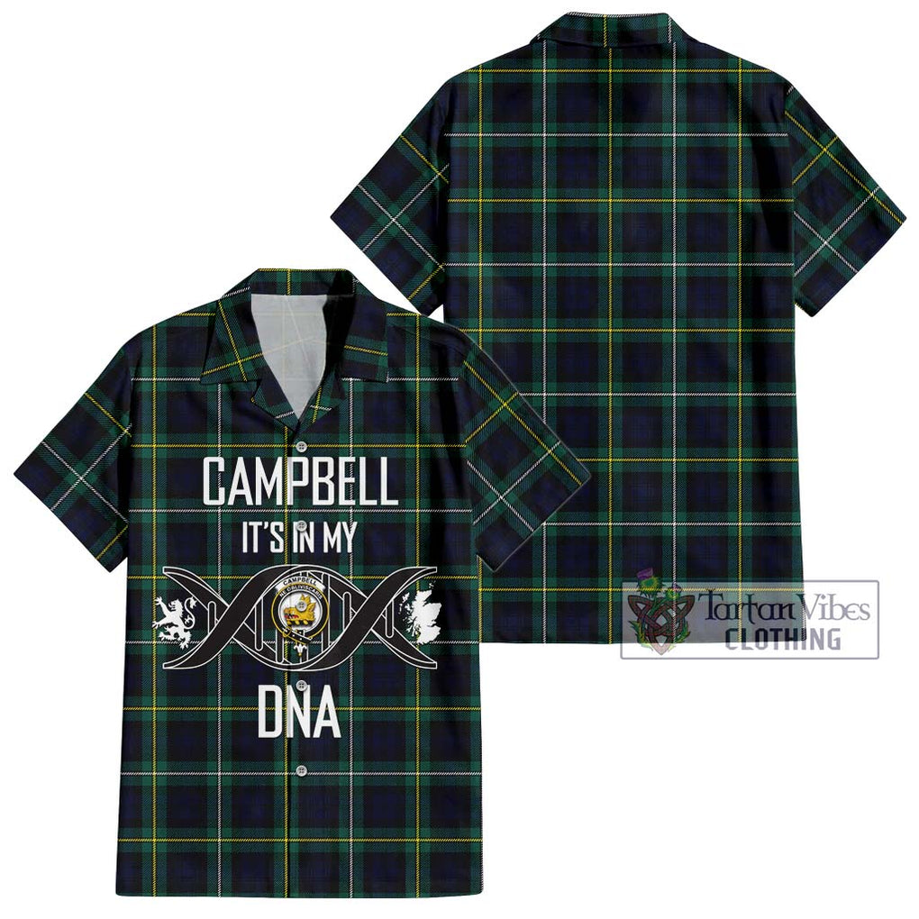 Tartan Vibes Clothing Campbell Argyll Modern #2 Tartan Short Sleeve Button Shirt with Family Crest DNA In Me Style