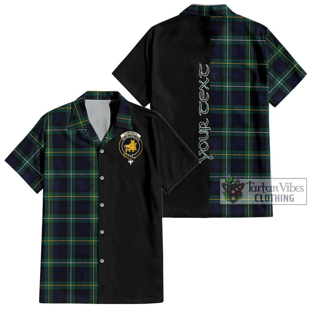 Tartan Vibes Clothing Campbell Argyll Modern #2 Tartan Short Sleeve Button Shirt with Family Crest and Half Of Me Style