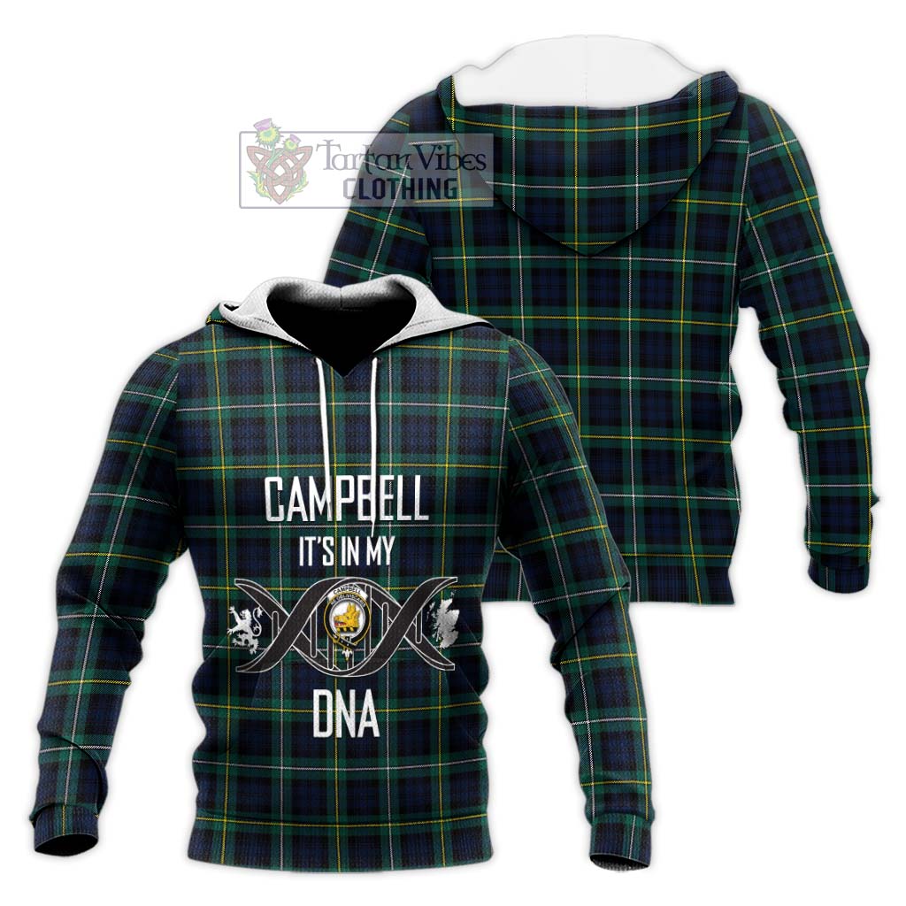 Tartan Vibes Clothing Campbell Argyll Modern #2 Tartan Knitted Hoodie with Family Crest DNA In Me Style