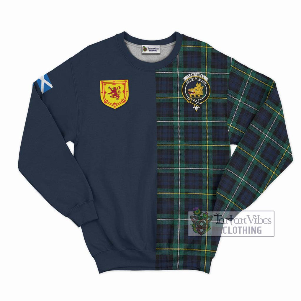 Tartan Vibes Clothing Campbell Argyll Modern #2 Tartan Sweatshirt with Scottish Lion Royal Arm Half Style