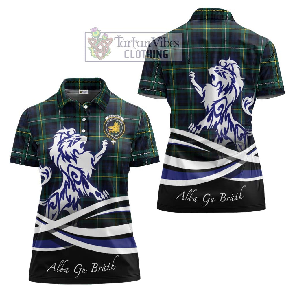 Tartan Vibes Clothing Campbell Argyll Modern #2 Tartan Women's Polo Shirt with Alba Gu Brath Regal Lion Emblem