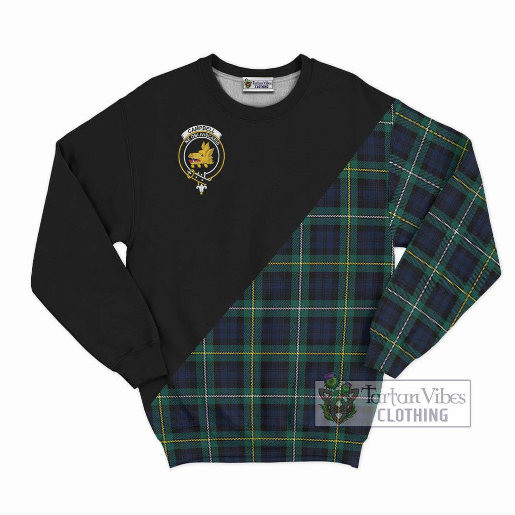 Tartan Vibes Clothing Campbell Argyll Modern #2 Tartan Sweatshirt with Family Crest and Military Logo Style