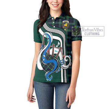 Campbell Argyll Modern #2 Tartan Women's Polo Shirt with Epic Bagpipe Style