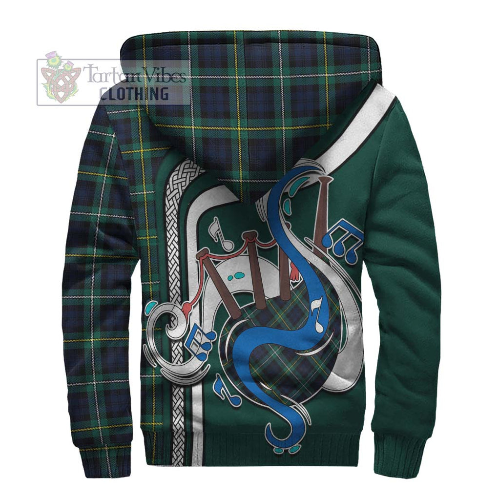 Tartan Vibes Clothing Campbell Argyll Modern #2 Tartan Sherpa Hoodie with Epic Bagpipe Style