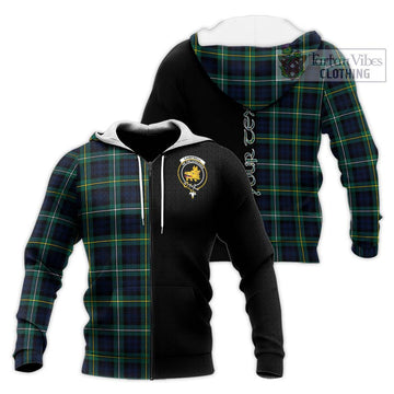 Campbell Argyll Modern #2 Tartan Knitted Hoodie with Family Crest and Half Of Me Style