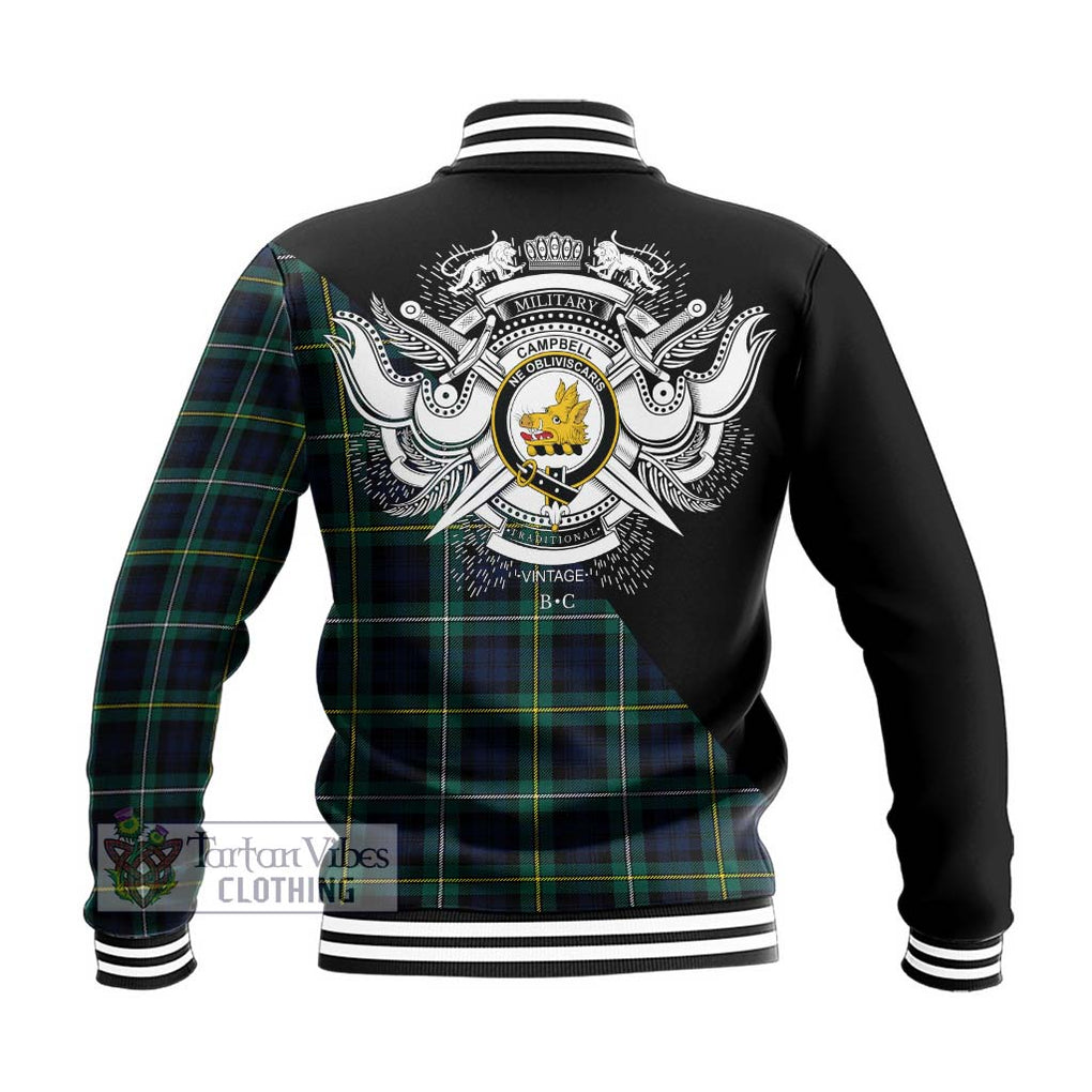 Tartan Vibes Clothing Campbell Argyll Modern #2 Tartan Baseball Jacket with Family Crest and Military Logo Style