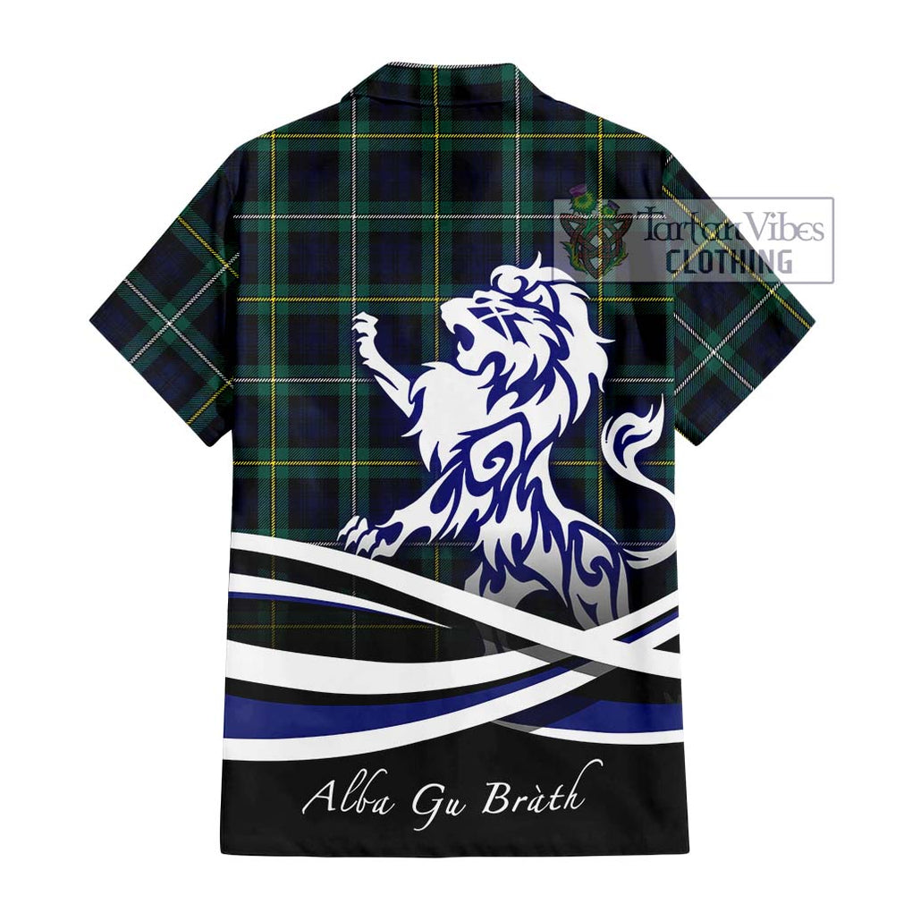 Tartan Vibes Clothing Campbell Argyll Modern #2 Tartan Short Sleeve Button Shirt with Alba Gu Brath Regal Lion Emblem