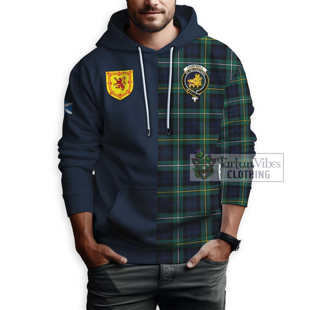 Tartan Vibes Clothing Campbell Argyll Modern #2 Tartan Hoodie with Scottish Lion Royal Arm Half Style