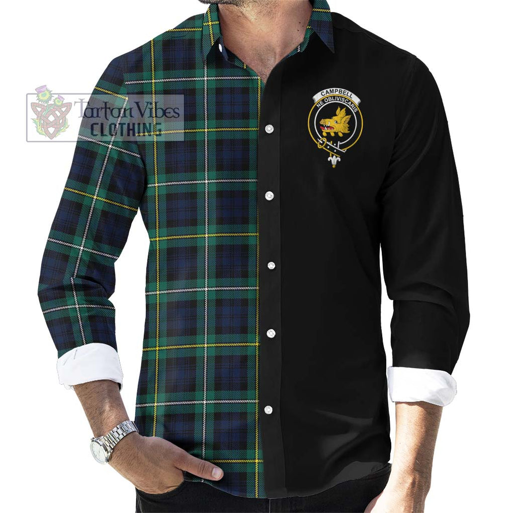 Tartan Vibes Clothing Campbell Argyll Modern #2 Tartan Long Sleeve Button Shirt with Family Crest and Half Of Me Style