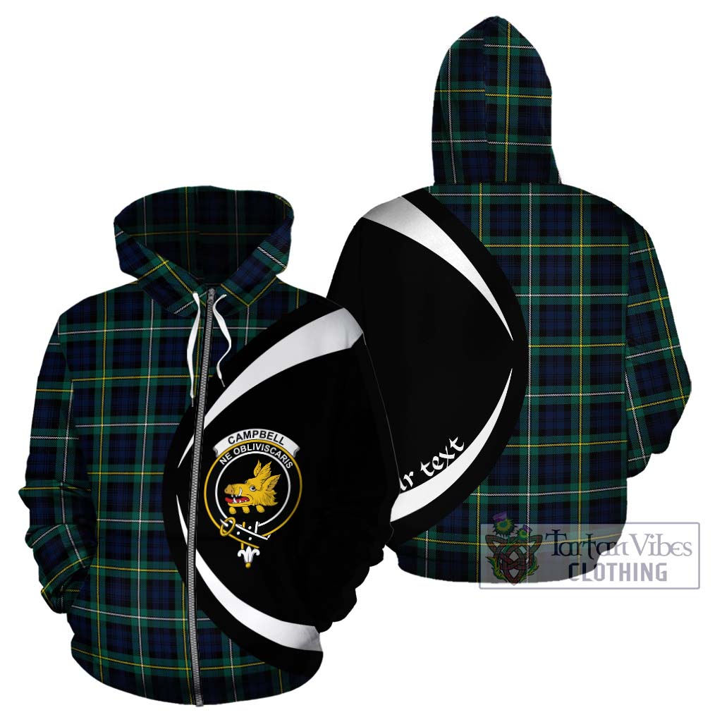 Tartan Vibes Clothing Campbell Argyll Modern #2 Tartan Hoodie with Family Crest Circle Style