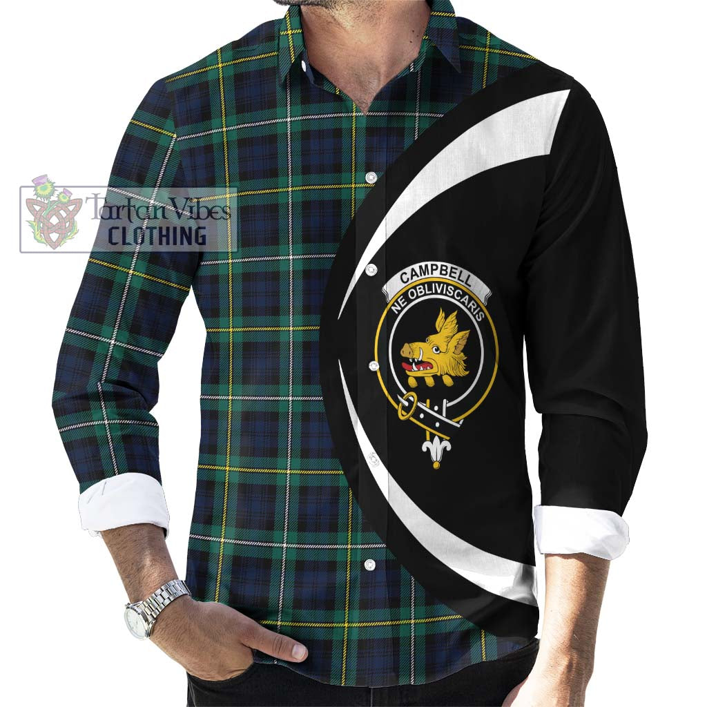 Tartan Vibes Clothing Campbell Argyll Modern #2 Tartan Long Sleeve Button Up with Family Crest Circle Style