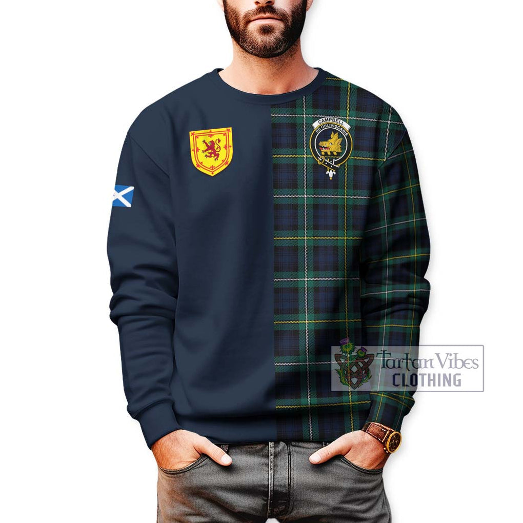 Tartan Vibes Clothing Campbell Argyll Modern #2 Tartan Sweatshirt with Scottish Lion Royal Arm Half Style