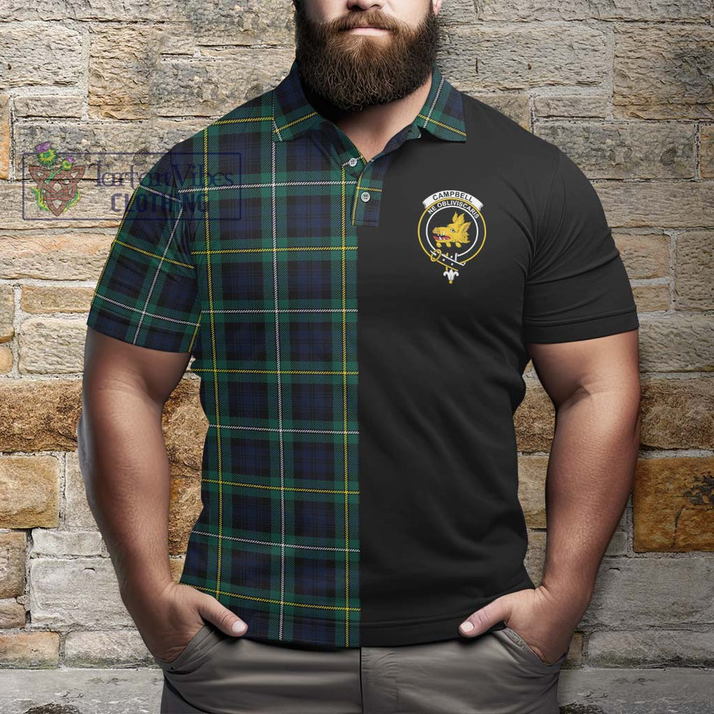 Tartan Vibes Clothing Campbell Argyll Modern #2 Tartan Polo Shirt with Family Crest and Half Of Me Style