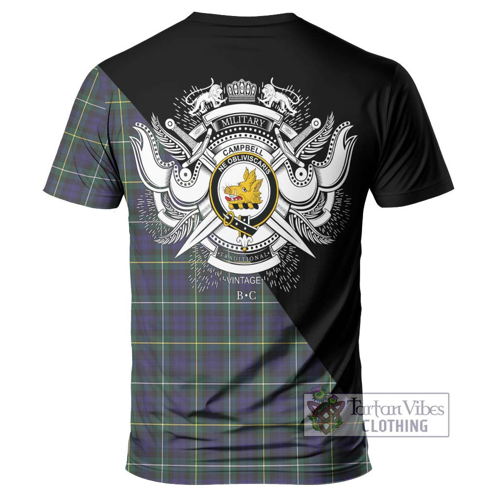 Campbell Argyll Modern Tartan T-Shirt with Family Crest and Military Logo Style - Tartanvibesclothing Shop