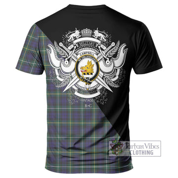 Campbell Argyll Modern Tartan T-Shirt with Family Crest and Military Logo Style