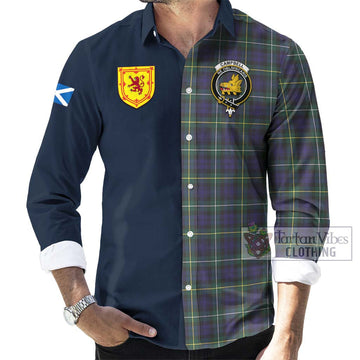 Campbell Argyll Modern Tartan Long Sleeve Button Shirt Alba with Scottish Lion Royal Arm Half Style