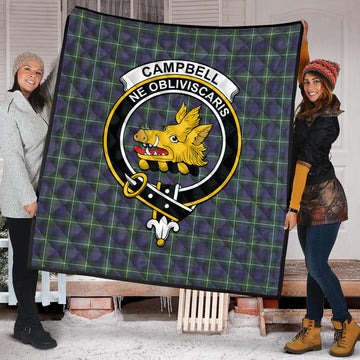 Campbell Argyll Modern Tartan Quilt with Family Crest