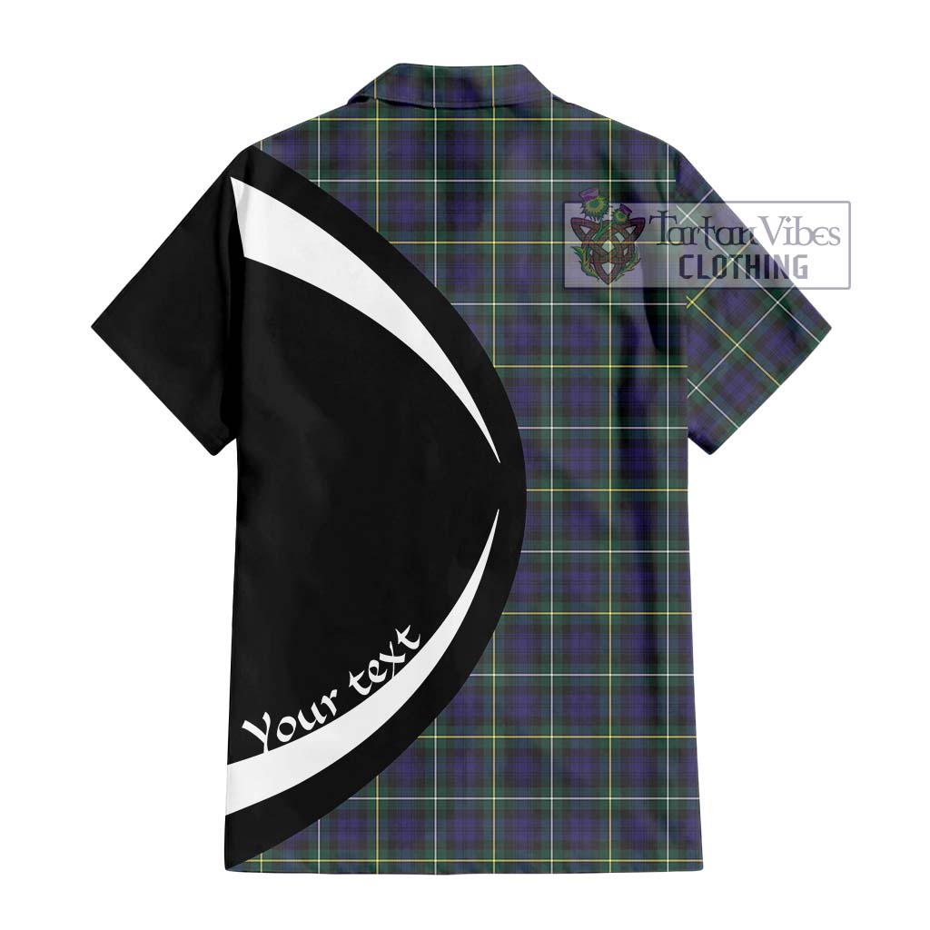 Campbell Argyll Modern Tartan Short Sleeve Button Up with Family Crest Circle Style - Tartan Vibes Clothing