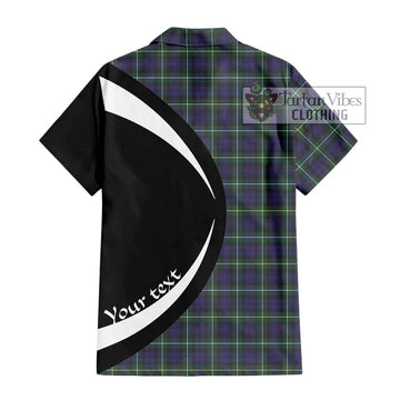 Campbell Argyll Modern Tartan Short Sleeve Button Up with Family Crest Circle Style