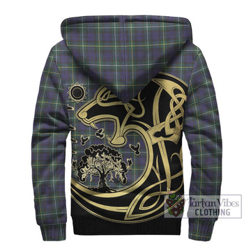 Campbell Argyll Modern Tartan Sherpa Hoodie with Family Crest Celtic Wolf Style