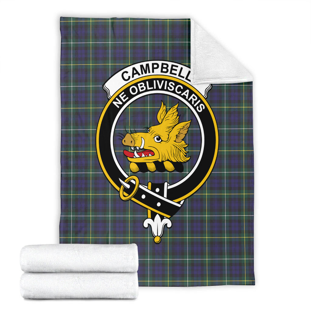 Campbell Argyll Modern Tartan Blanket with Family Crest - Tartan Vibes Clothing