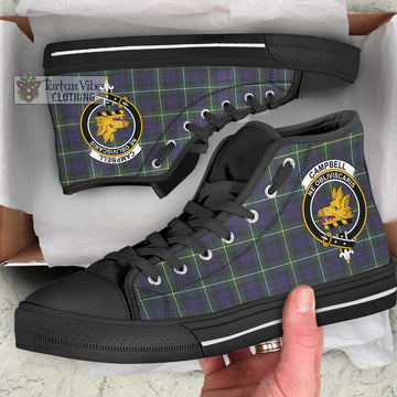 Campbell Argyll Modern Tartan High Top Shoes with Family Crest