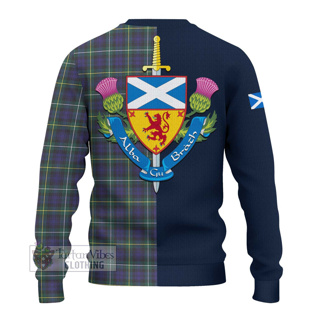 Tartan Vibes Clothing Campbell Argyll Modern Tartan Knitted Sweater with Scottish Lion Royal Arm Half Style