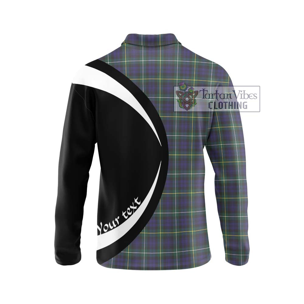 Campbell Argyll Modern Tartan Long Sleeve Polo Shirt with Family Crest Circle Style - Tartan Vibes Clothing