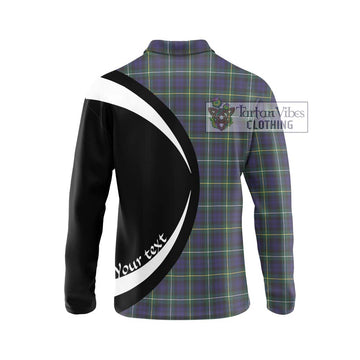 Campbell Argyll Modern Tartan Long Sleeve Polo Shirt with Family Crest Circle Style