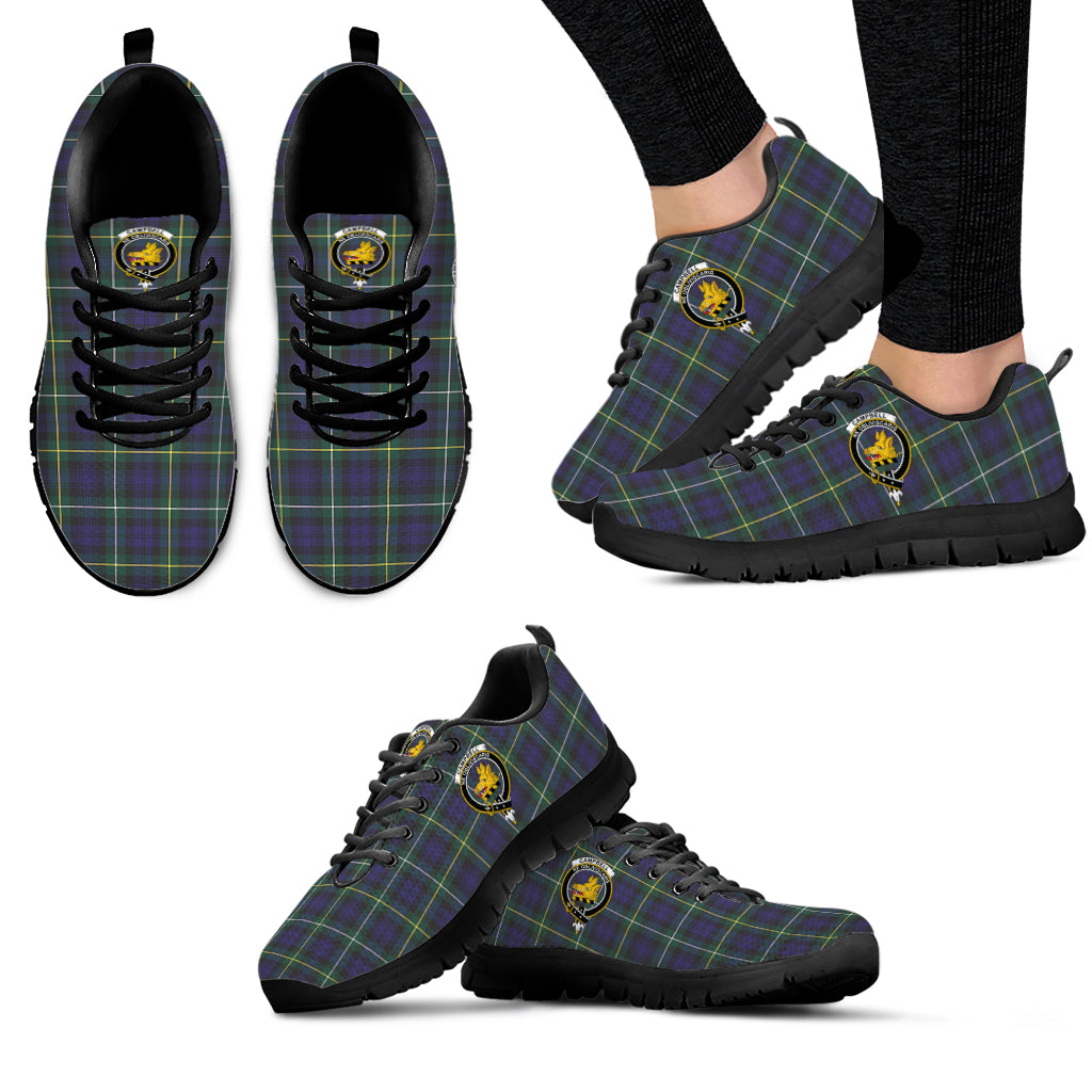 Campbell Argyll Modern Tartan Sneakers with Family Crest - Tartan Vibes Clothing