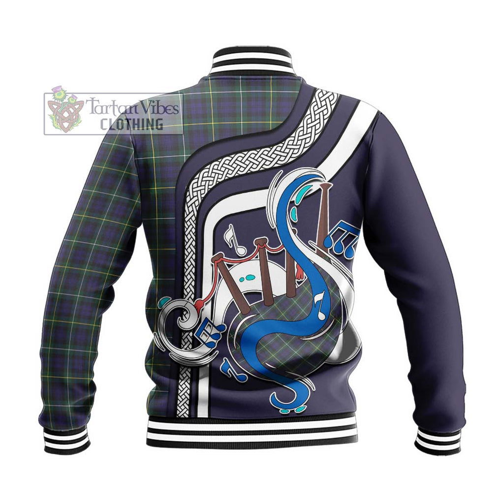 Tartan Vibes Clothing Campbell Argyll Modern Tartan Baseball Jacket with Epic Bagpipe Style