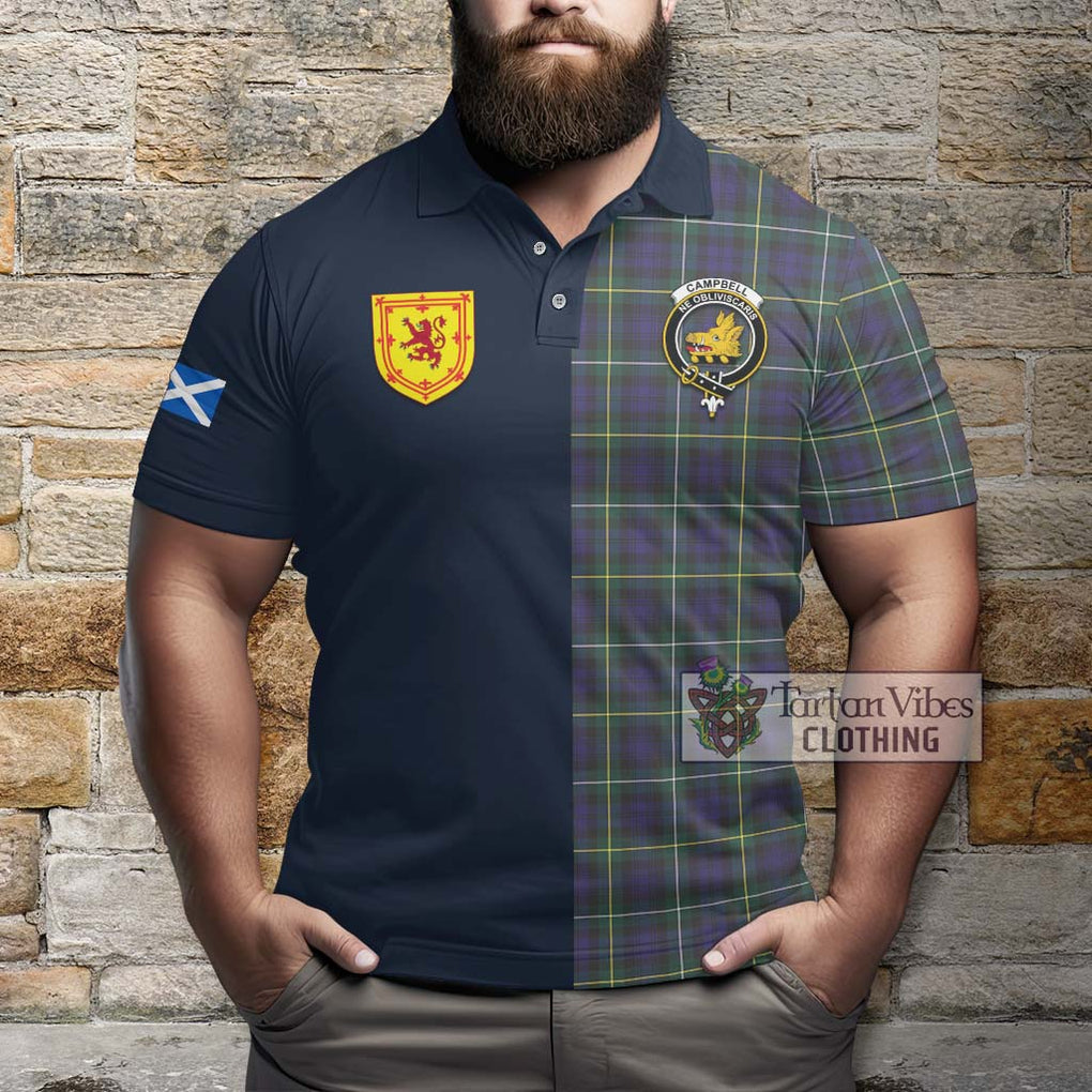 Tartan Vibes Clothing Campbell Argyll Modern Tartan Polo Shirt with Scottish Lion Royal Arm Half Style