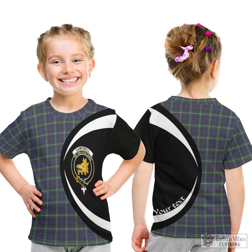 Campbell Argyll Modern Tartan Kid T-Shirt with Family Crest Circle Style - Tartan Vibes Clothing