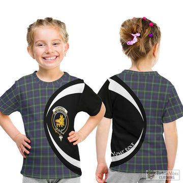 Campbell Argyll Modern Tartan Kid T-Shirt with Family Crest Circle Style