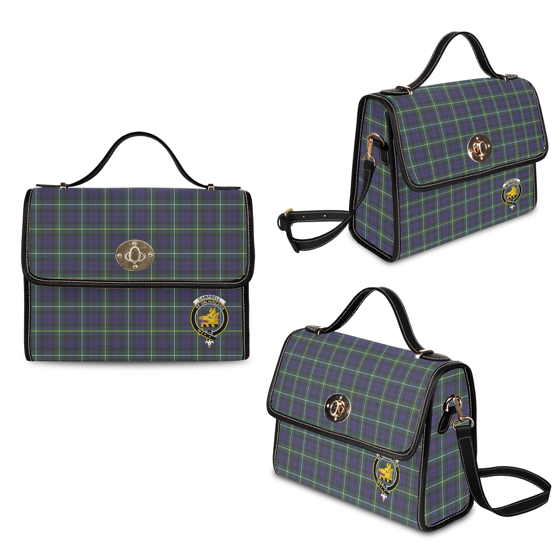 campbell-argyll-modern-tartan-leather-strap-waterproof-canvas-bag-with-family-crest